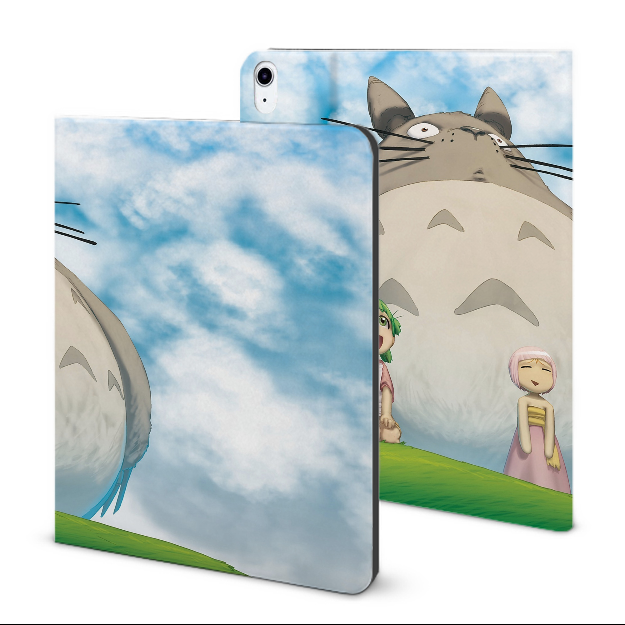 （画像用） となりのトトロ 草壁メイ 草壁サツキ My Neighbor Totoro Satsuki Kusakabe Mei Kusakabe IPad ケース ブック型 PUレザー TPU 耐衝撃 軽量 薄型 ペン収納なし 全面保護 IPad 各モデル対応
